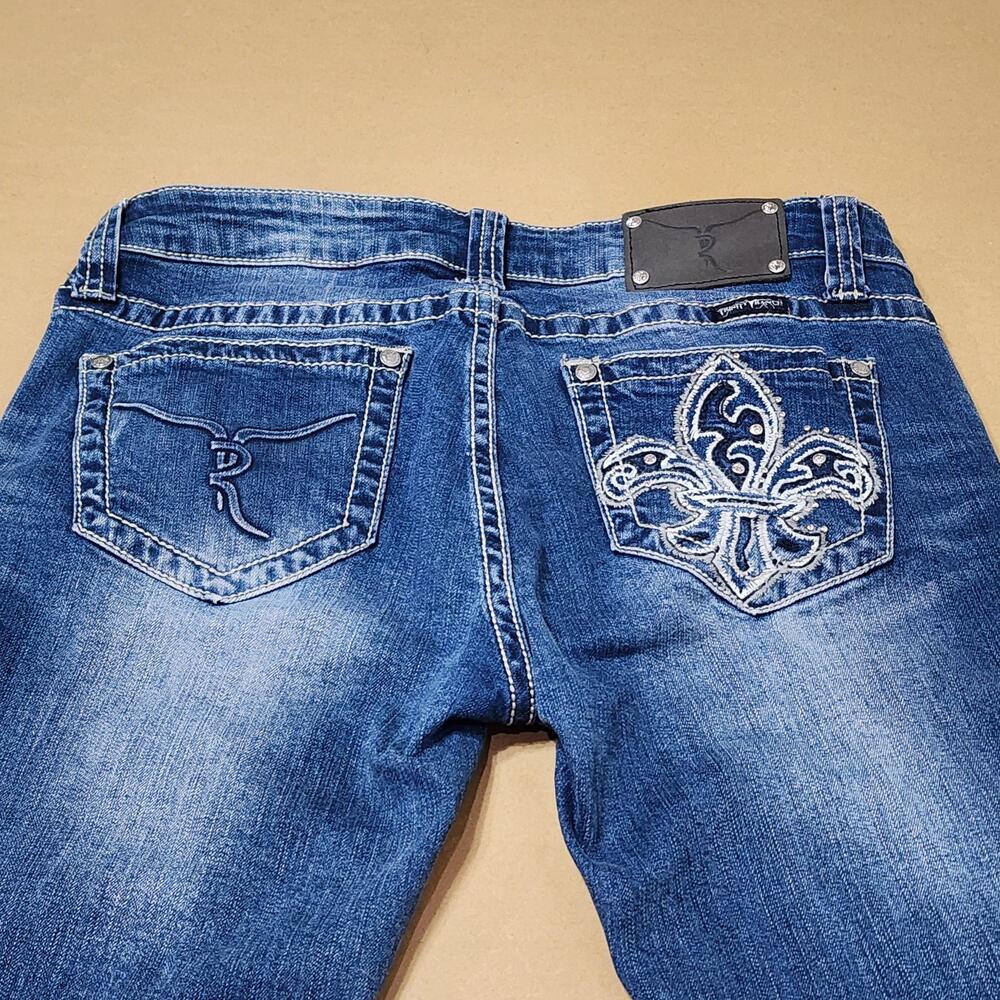 Trinity Ranch Jeans Womens 9 Blue Bootcut Embroidered Rhinestone Studded - Picture 4 of 16